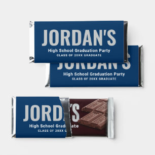 Navy Blue Personalized Name Graduation Party Hershey Bar Favors