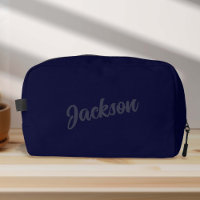 Navy BLue Personalized Name Mens Dopp Kit