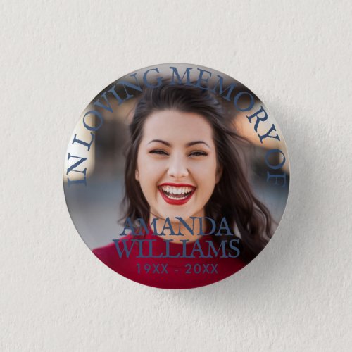 Navy Blue  Personalized Photo Memorial Button