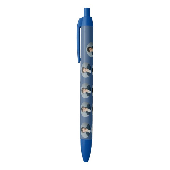 Navy Blue Personalized Photo Pen Elegant Style (Top (Vertical))