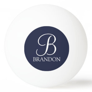 Navy Blue Personalized Script Monogram and Name Ping Pong Ball