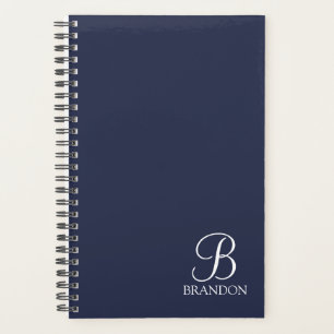 Navy Blue Personalized Script Monogram and Name Planner