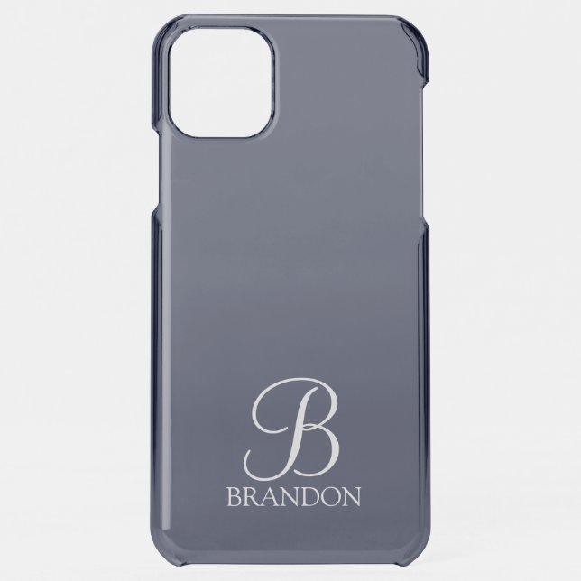 Navy Blue Personalized Script Monogram and Name Uncommon iPhone Case (Back)