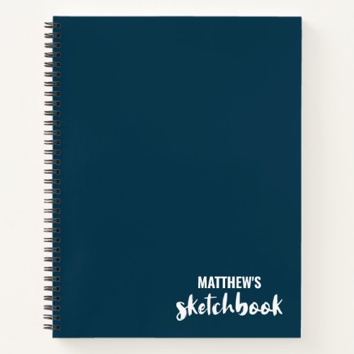 Navy Blue Personalized Sketchbook Your Name Notebook