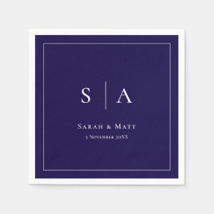 Navy Blue Personalized Wedding Napkins