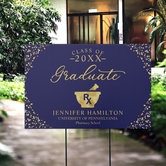 Navy Blue Pharmacy School Graduation Welcome Sign (Creator Uploaded)