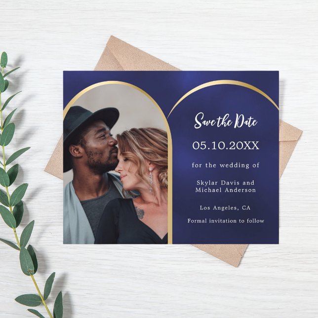 Navy blue photo arch wedding Save the Date Flyer (Creator Uploaded)