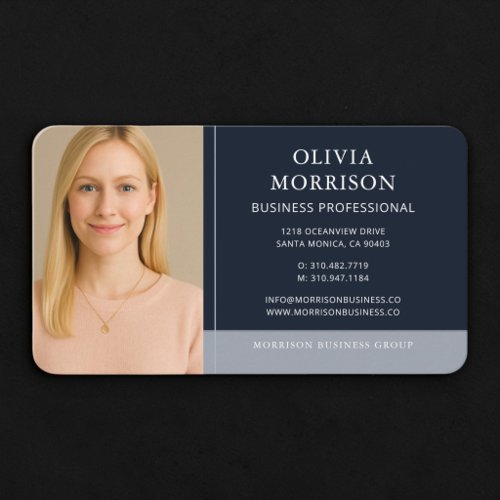 Navy Blue Photo  Business Card