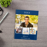 Navy blue photo collage appointments 2025 planner<br><div class="desc">Create your own unique photo collage. Use four,  4 of your favorite photo.   Personalize and a year,  name and text. A navy blue background,  white text.</div>