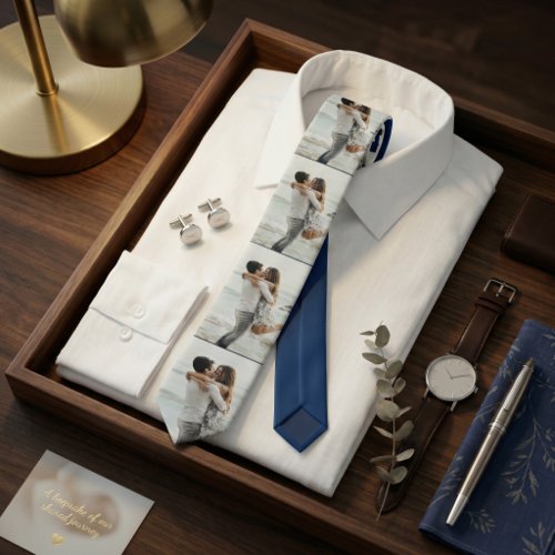 Navy Blue | Photo Collage Personalized Family Neck Tie