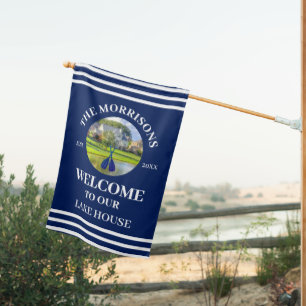 Navy Blue Photo Family Oars House Flag