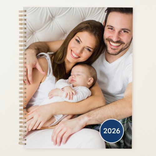 Navy Blue Photo Family Planner with Year