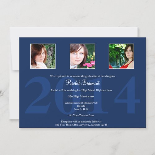 Navy Blue Photo Graduation Announcement