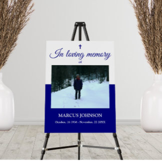 Navy Blue Photo In loving memory Funeral  Foam Board