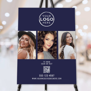 Navy Blue Photo Logo Business Sign