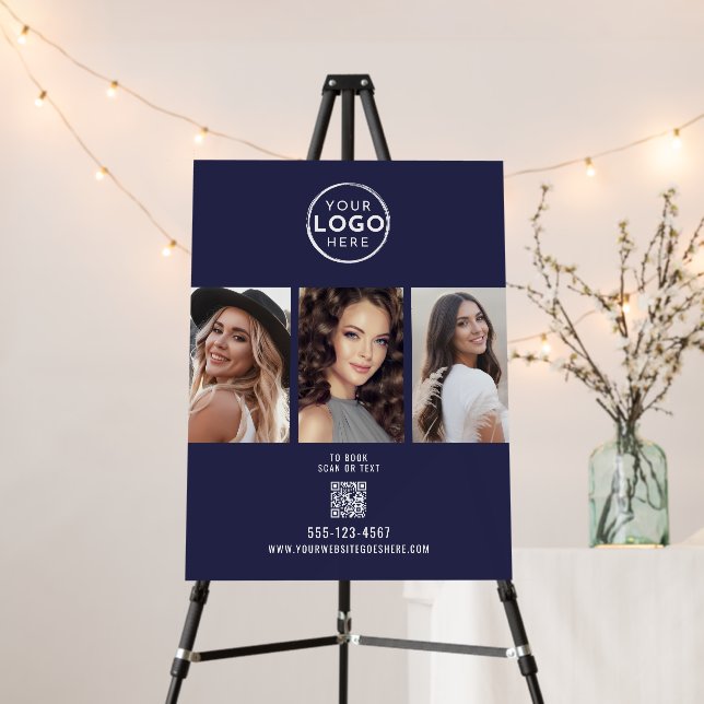 Navy Blue Photo Logo Business Sign (In Situ (Stand))