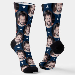 Navy Blue Photo of Boyfriend for Girlfriend Socks
