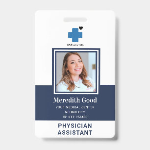 Navy Blue Photo Security ID Physician Assistant Badge