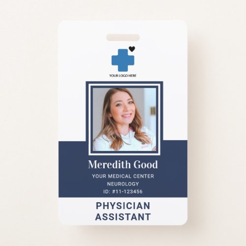 Navy Blue Photo Security ID Physician Assistant  Badge