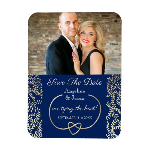 Navy Blue Photo Wedding Save The Date Invitation Magnet