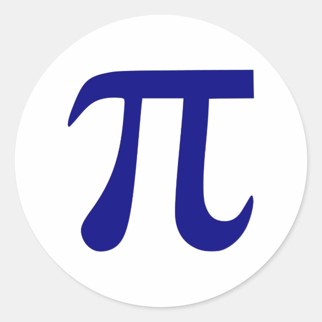 Navy Blue Pi Symbol Classic Round Sticker (Front)