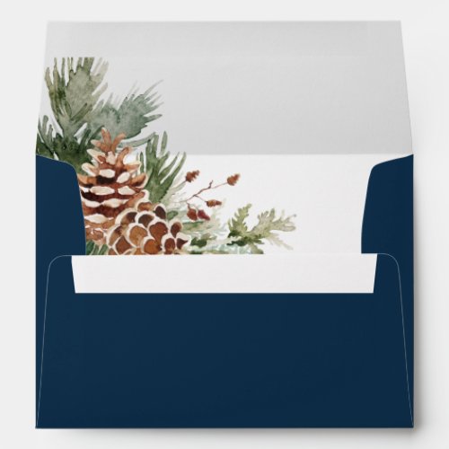 Navy Blue Pine Wedding Envelope