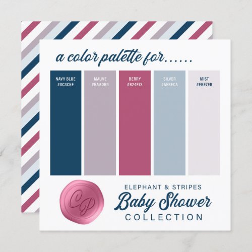 Navy Blue  Pink Baby Shower Color Palette Card