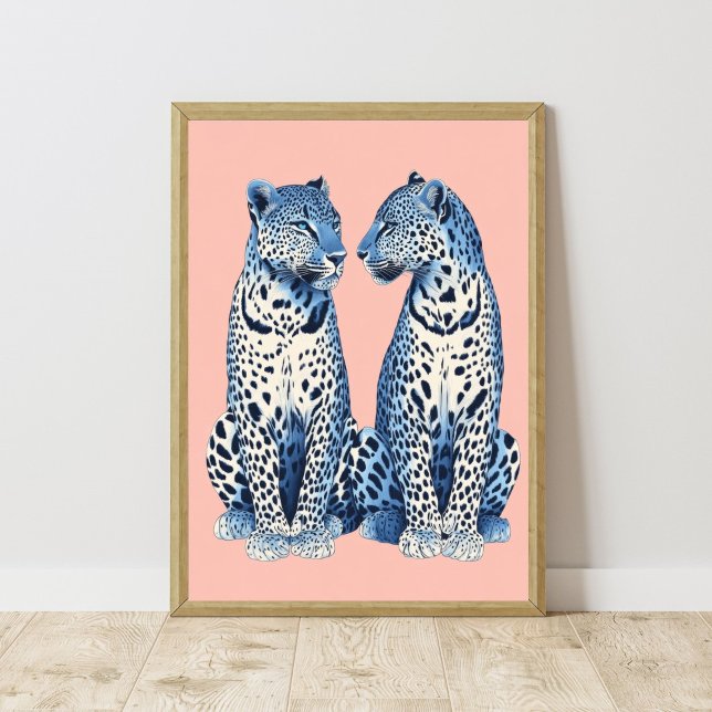 Navy Blue Pink Cheetah Leopard Preppy Girly Dorm Poster (Creator Uploaded)
