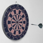 Navy Blue Pink Custom Family Name Message Classic  Dart Board<br><div class="desc">A classic dartboard design with alternating navy blue and dusty rose (pink) triangles. 

Above and below there are the name and a message as arched text,  in caps.</div>