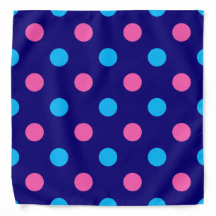 Navy Blue Pink Cyan Polka Dot Pattern Bandana