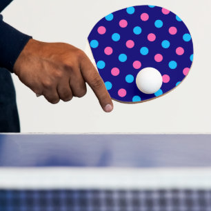 Navy Blue Pink Cyan Polka Dot Pattern Ping Pong Paddle