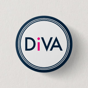 Navy-blue & Pink Diva-Text Design Pinback Button