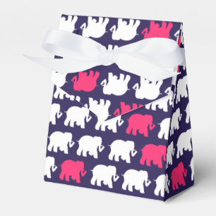 Navy blue & pink elephants favor box