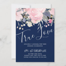 Navy Blue Pink Floral Modern Wedding Budget