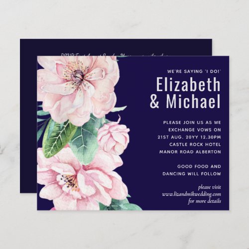 Navy Blue Pink Floral Modern Wedding Budget