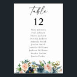 Navy Blue & Pink Floral Table Number Seating Chart<br><div class="desc">Dress up your wedding or party tables with your Navy,  Dusty Blue & Pink Floral Table Number Seating Chart</div>