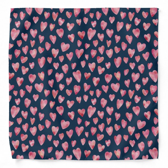 Navy Blue & Pink Heart Bandana (Front)