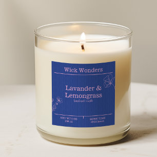 Navy Blue Pink Minimalistic Candle Making Label