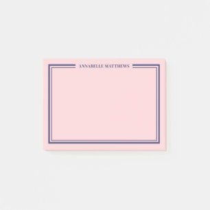 Navy Blue Pink Monogram Post-it Notes