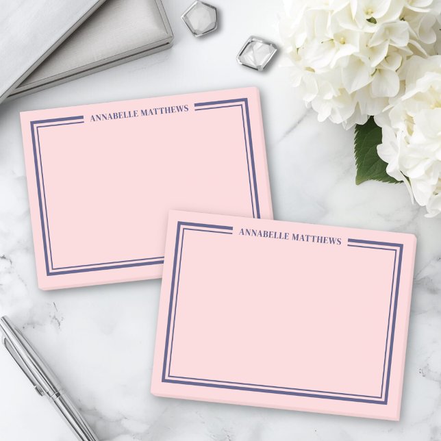 Navy Blue Pink Monogram Post-it Notes (Navy Blue Pink Monogram Post-it Notes)