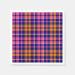 Navy Blue Pink Orange Plaid Tartan Design  Napkins