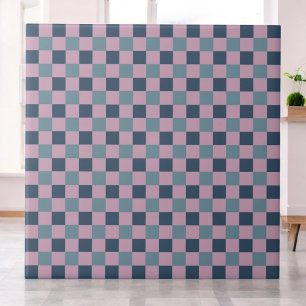 Navy Blue & Pink Purple Checkered Pattern Retro  Ceramic Tile