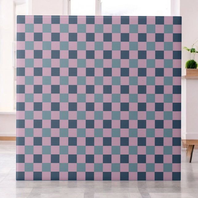 Navy Blue & Pink Purple Checkered Pattern Retro  Ceramic Tile (Creator Uploaded)