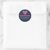 Navy Blue Pink Small Hearts Wedding Favor Sticker (Bag)