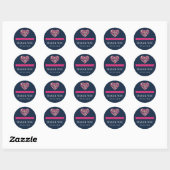 Navy Blue Pink Small Hearts Wedding Favor Sticker (Sheet)