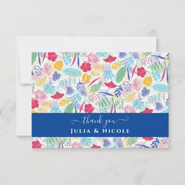 Navy Blue Pink Wild Rain Forest Evergreen Wedding (Front)