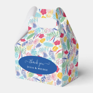 Navy Blue Pink Wild Rain Forest Evergreen Wedding Favor Boxes