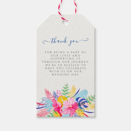 Navy Blue Pink Wild Rain Forest Evergreen Wedding Gift Tags