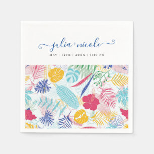 Navy Blue Pink Wild Rain Forest Evergreen Wedding Napkins