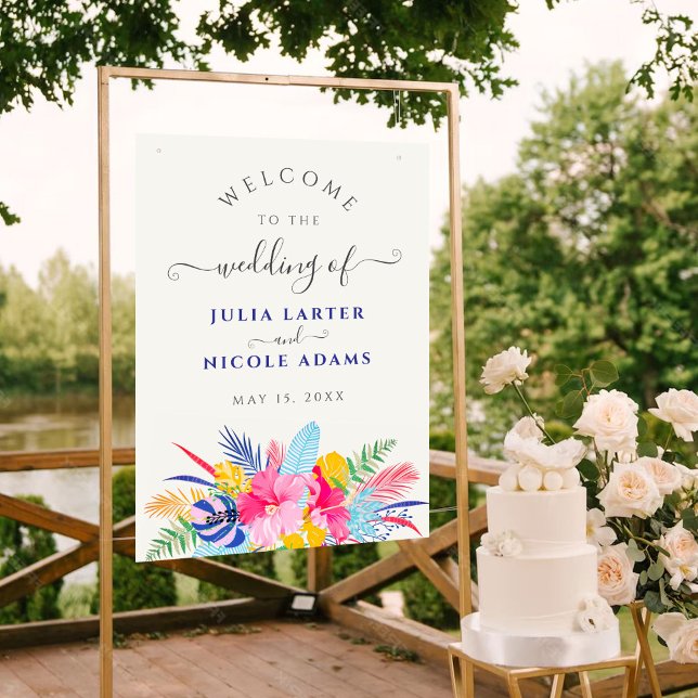 Navy Blue Pink Wild Rain Forest Evergreen Wedding Poster (Creator Uploaded)